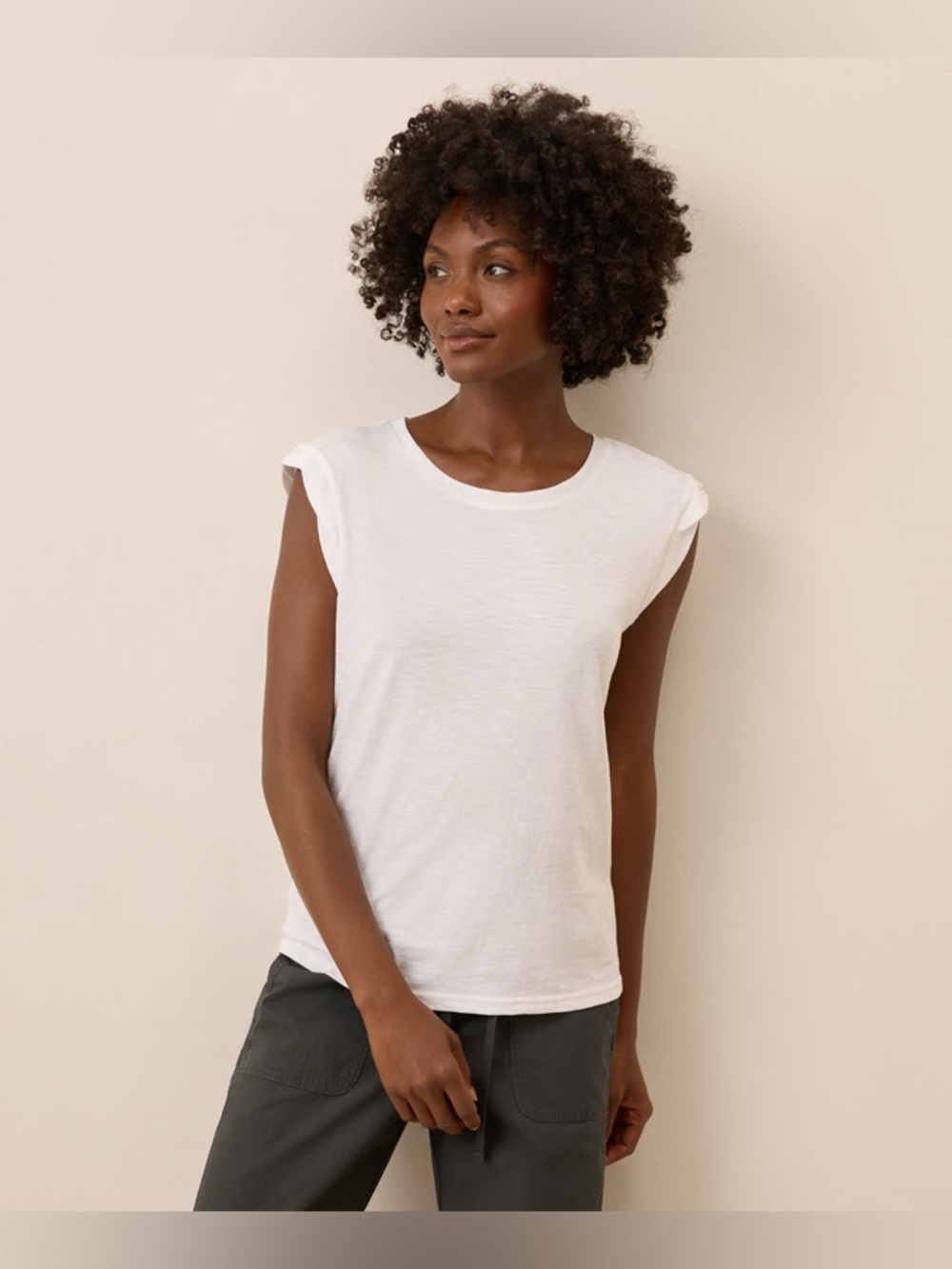 PACT Women's Slub Knit Muscle T-shirt White Size XXL Organic Cotton! NWOT